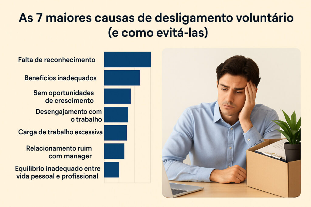 alt="Gráfico com as 7 principais causas de desligamento voluntário nas empresas"

